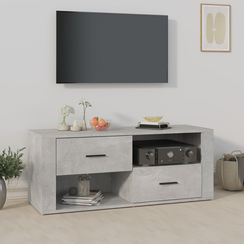 Tv-meubel 100x35x40 cm bewerkt hout betongrijs MeubelReus
