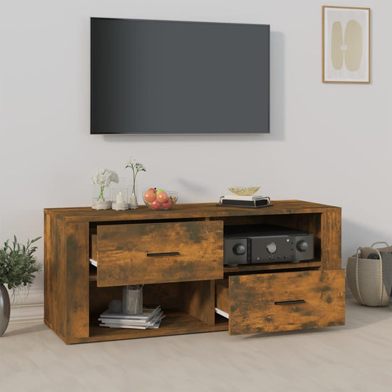 Tv-meubel 100x35x40 cm bewerkt hout gerookt eikenkleurig MeubelReus