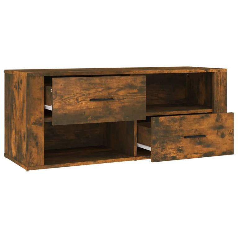 Tv-meubel 100x35x40 cm bewerkt hout gerookt eikenkleurig MeubelReus