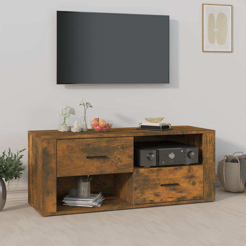 Tv-meubel 100x35x40 cm bewerkt hout gerookt eikenkleurig MeubelReus
