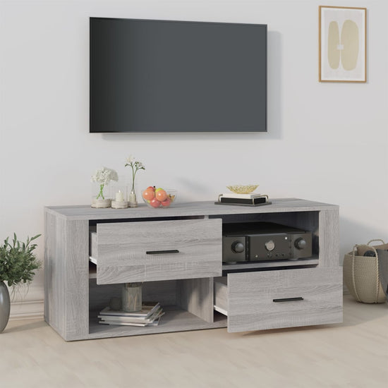 Tv-meubel 100x35x40 cm bewerkt hout grijs sonoma eikenkleurig MeubelReus