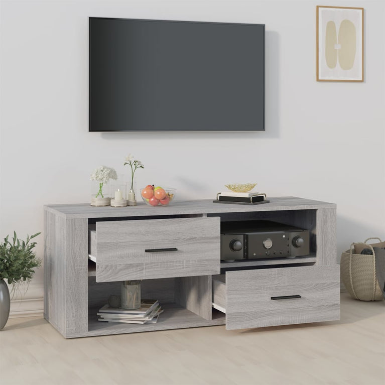 Tv-meubel 100x35x40 cm bewerkt hout grijs sonoma eikenkleurig MeubelReus