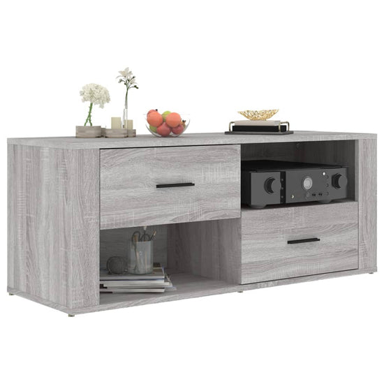 Tv-meubel 100x35x40 cm bewerkt hout grijs sonoma eikenkleurig MeubelReus