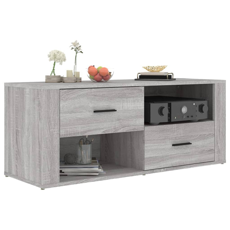 Tv-meubel 100x35x40 cm bewerkt hout grijs sonoma eikenkleurig MeubelReus