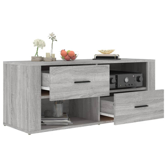 Tv-meubel 100x35x40 cm bewerkt hout grijs sonoma eikenkleurig MeubelReus