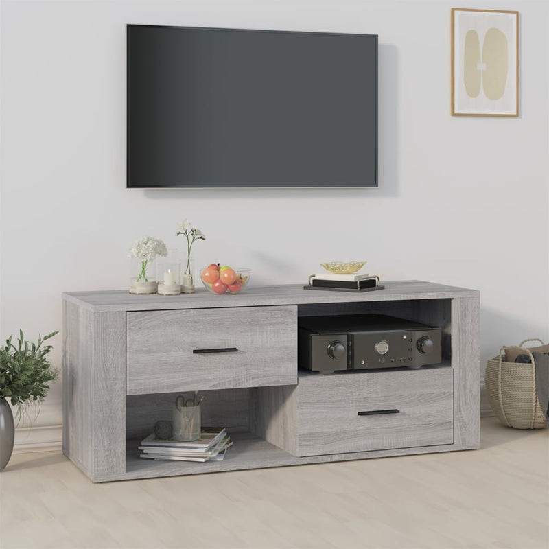 Tv-meubel 100x35x40 cm bewerkt hout grijs sonoma eikenkleurig MeubelReus