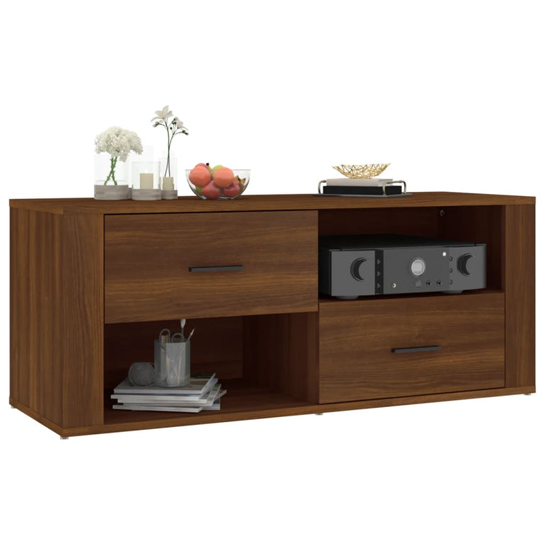 Tv-meubel 100x35x40 cm bewerkt hout bruin eikenkleur MeubelReus