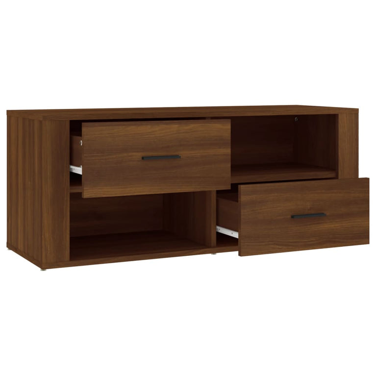 Tv-meubel 100x35x40 cm bewerkt hout bruin eikenkleur MeubelReus