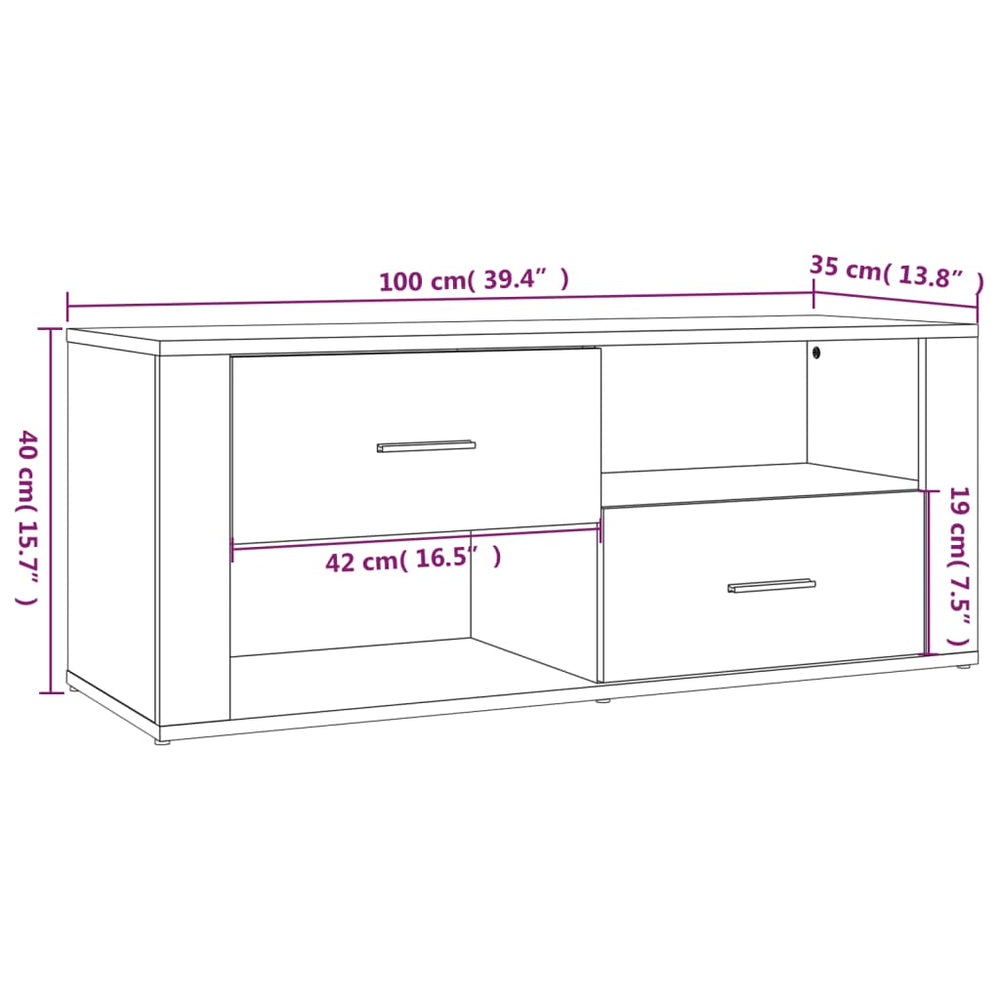 Tv-meubel 100x35x40 cm bewerkt hout bruin eikenkleur MeubelReus