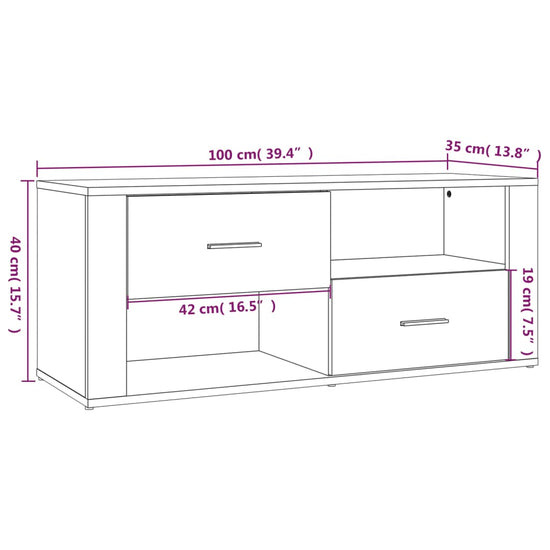 Tv-meubel 100x35x40 cm bewerkt hout bruin eikenkleur MeubelReus