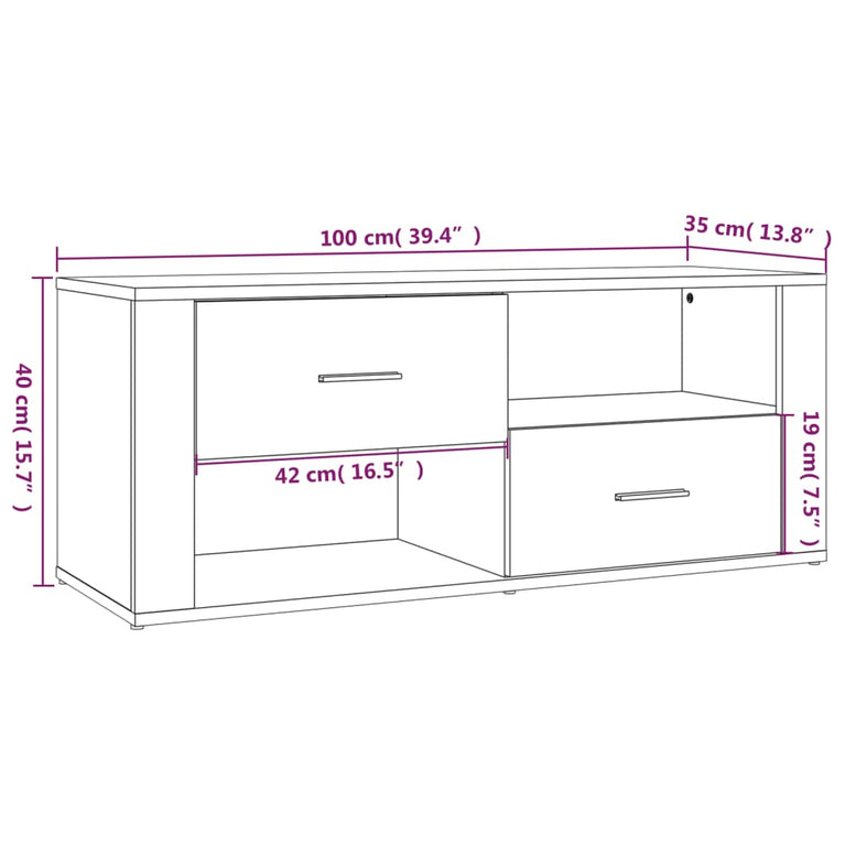 Tv-meubel 100x35x40 cm bewerkt hout bruin eikenkleur MeubelReus