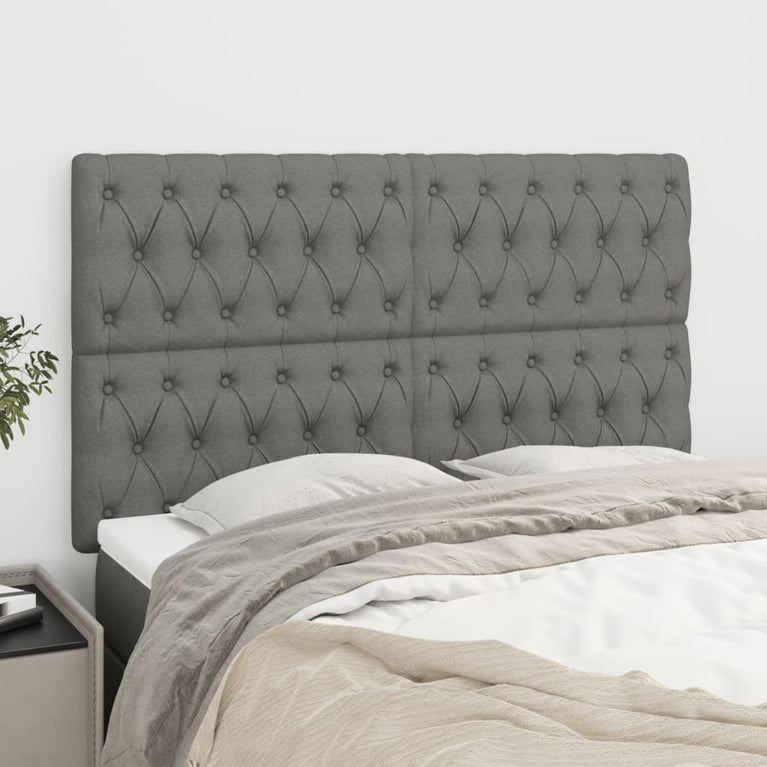 Hoofdborden 4 st 72x7x78/88 cm stof donkergrijs