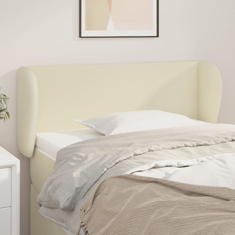 Hoofdbord met randen 93x23x78/88 cm kunstleer crèmekleurig