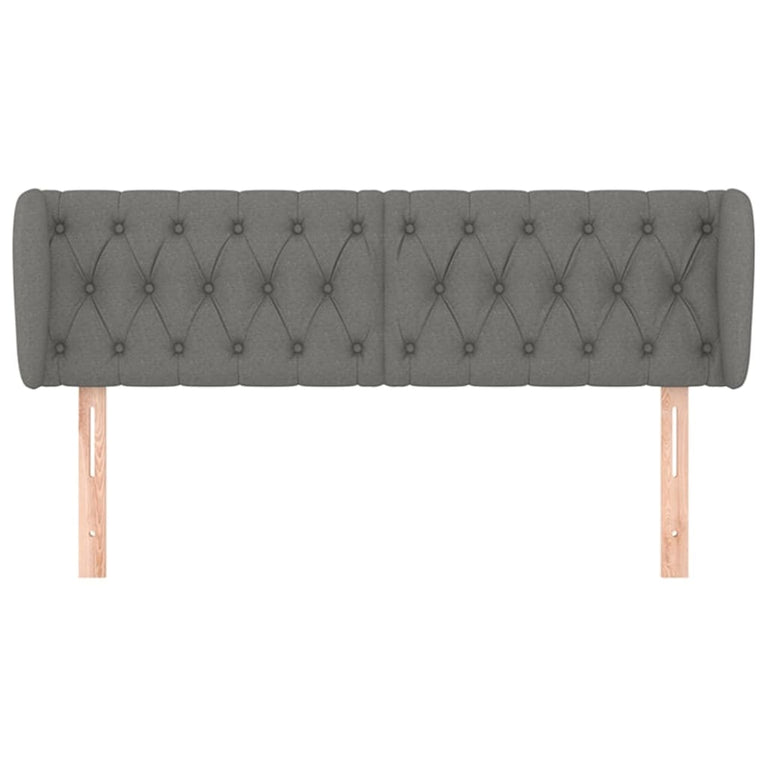 Hoofdbord met randen 147x23x78/88 cm stof donkergrijs
