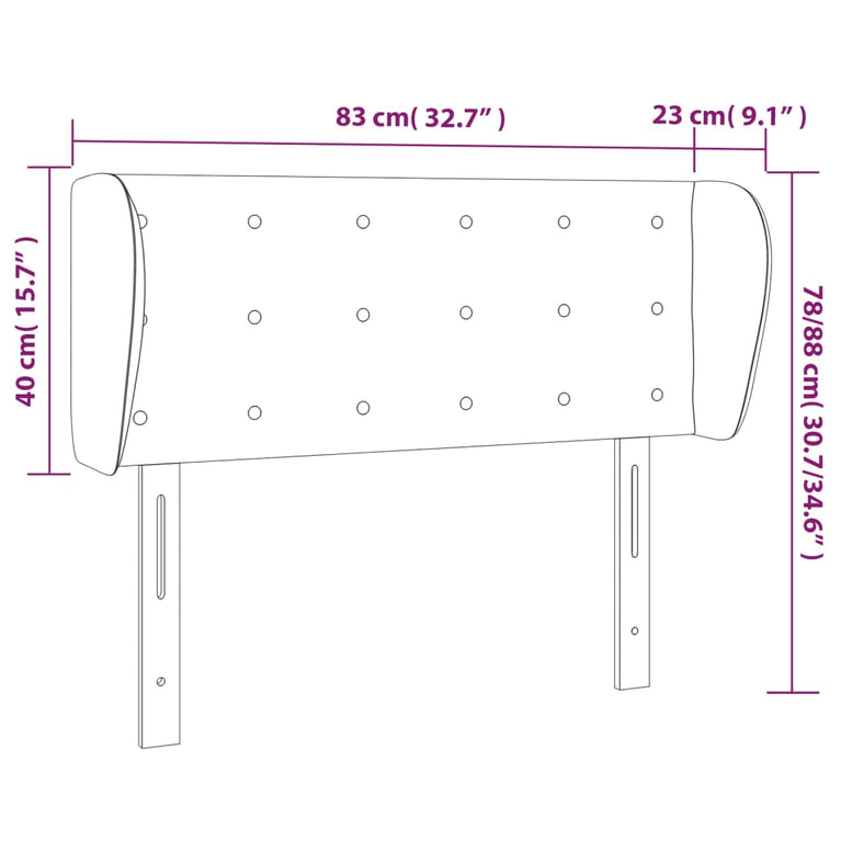 Hoofdbord met randen 83x23x78/88 cm stof blauw