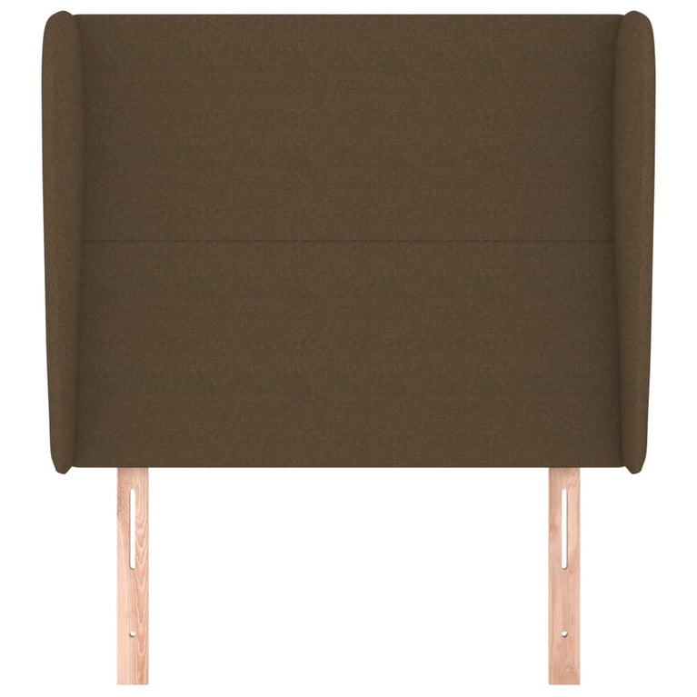 Hoofdbord met randen 83x23x118/128 cm stof donkerbruin