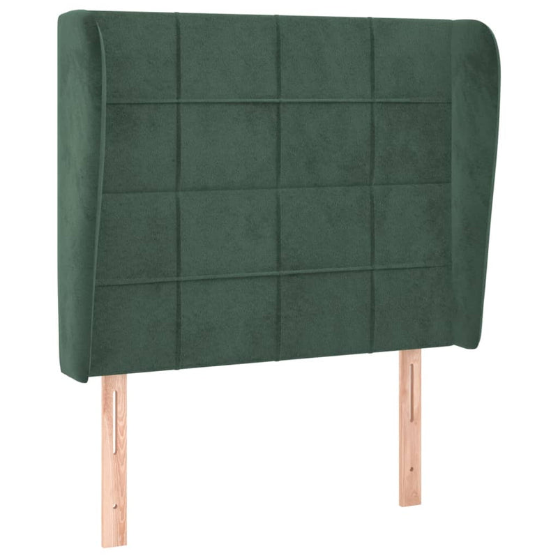 Hoofdbord met randen 103x23x118/128 cm fluweel donkergroen