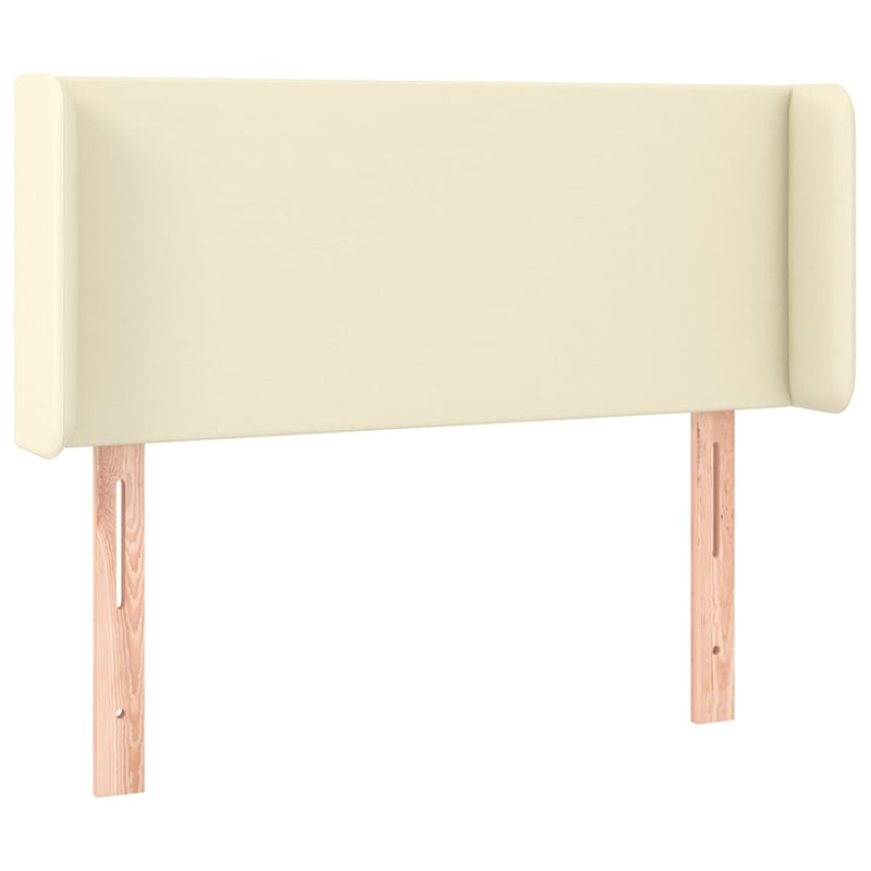 Hoofdbord met randen 93x16x78/88 cm kunstleer crèmekleurig