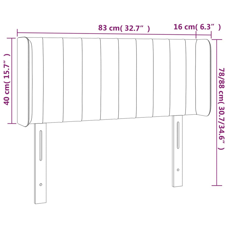 Hoofdbord met randen 83x16x78/88 cm stof lichtgrijs