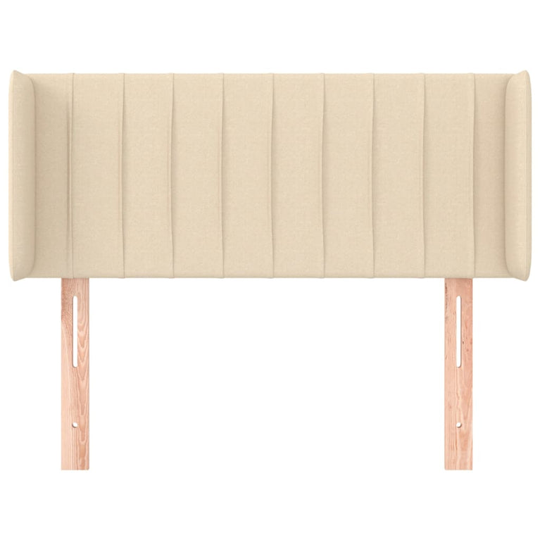 Hoofdbord met randen 83x16x78/88 cm stof crèmekleurig