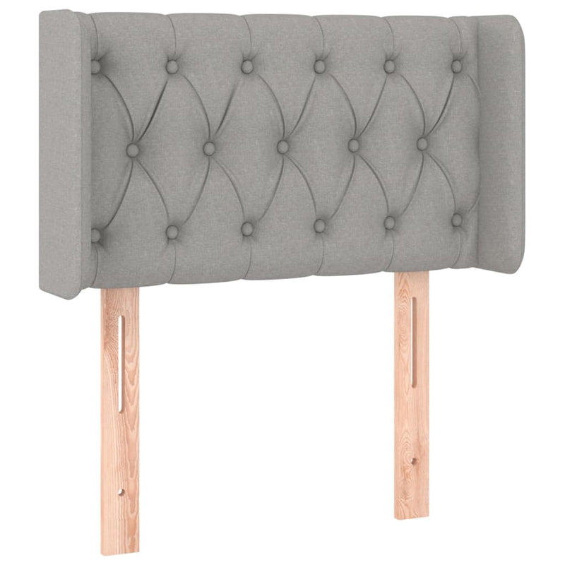 Hoofdbord met randen 83x16x78/88 cm stof lichtgrijs