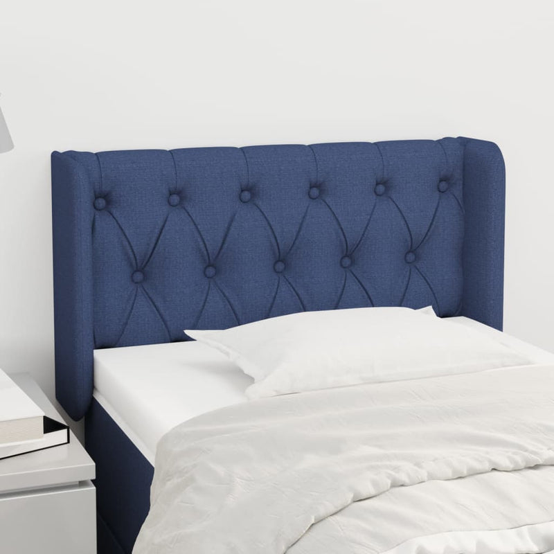 Hoofdbord met randen 83x16x78/88 cm stof blauw