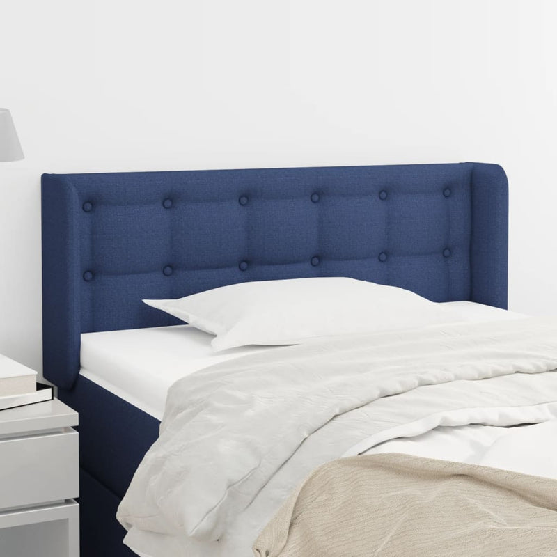 Hoofdbord met randen 83x16x78/88 cm stof blauw