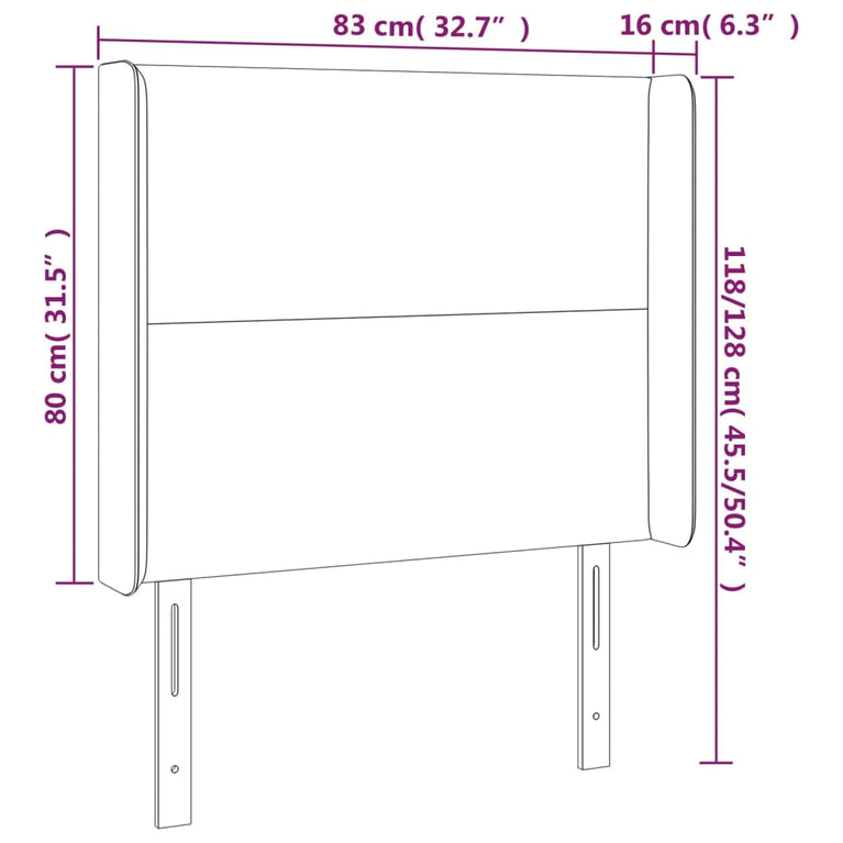 Hoofdbord met randen 83x16x118/128 cm stof donkerbruin