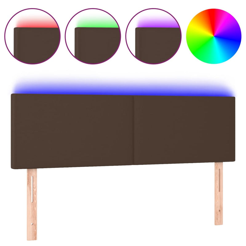 Hoofdbord LED 144x5x78/88 cm kunstleer bruin