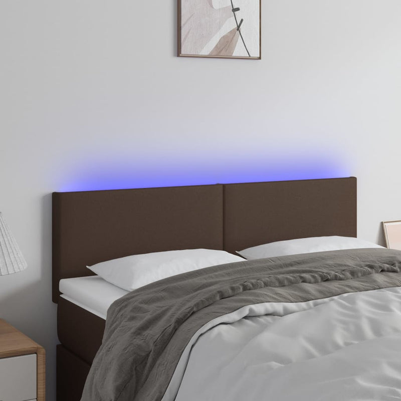 Hoofdbord LED 144x5x78/88 cm kunstleer bruin