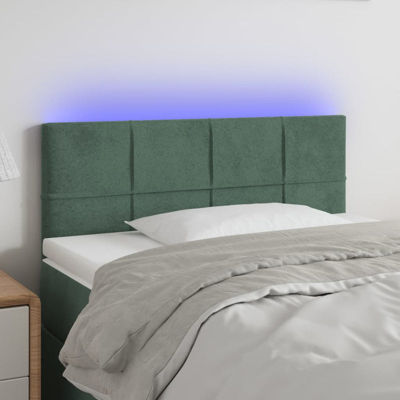 Hoofdbord LED 100x5x78/88 cm fluweel donkergroen