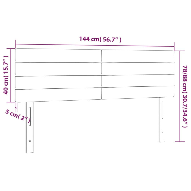 Hoofdbord LED 144x5x78/88 cm stof donkerbruin