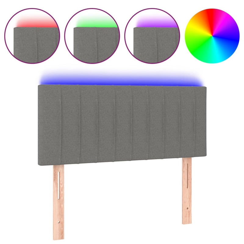 Hoofdbord LED 100x5x78/88 cm stof donkergrijs