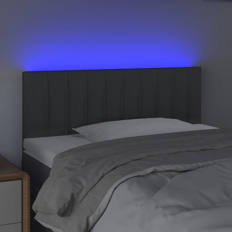 Hoofdbord LED 100x5x78/88 cm stof donkergrijs