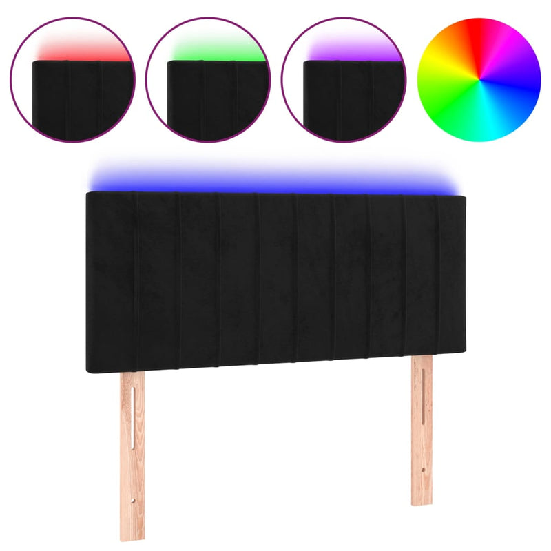 Hoofdbord LED 80x5x78/88 cm fluweel zwart