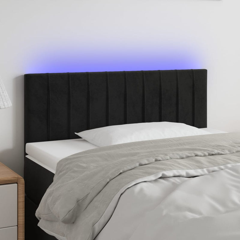 Hoofdbord LED 80x5x78/88 cm fluweel zwart