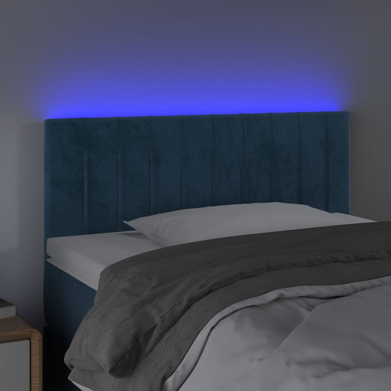 Hoofdbord LED 80x5x78/88 cm fluweel donkerblauw