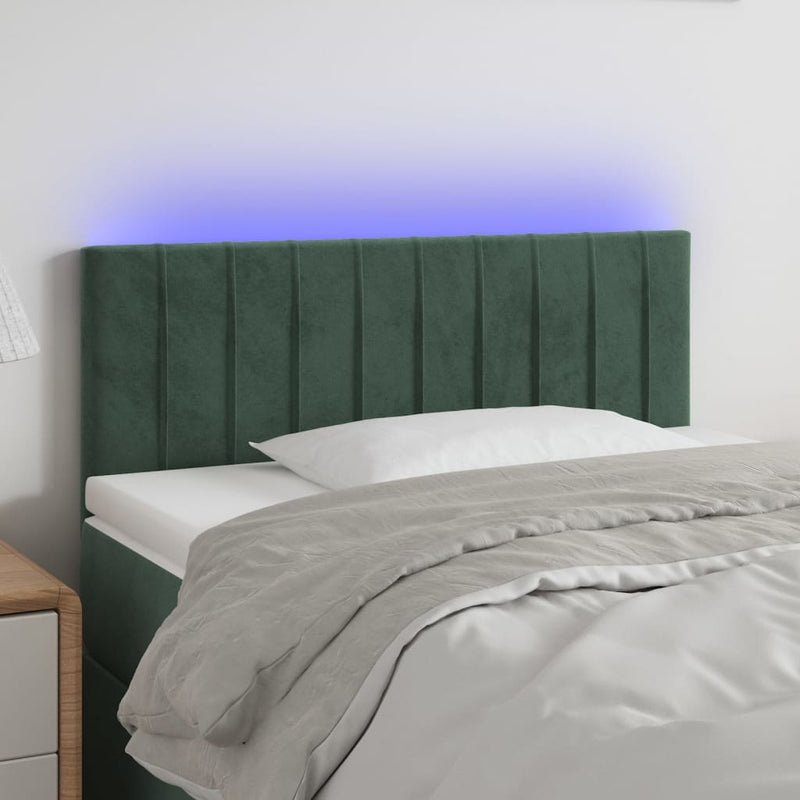 Hoofdbord LED 100x5x78/88 cm fluweel donkergroen