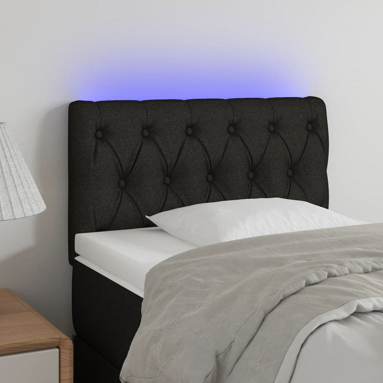 Hoofdbord LED 80x7x78/88 cm stof zwart