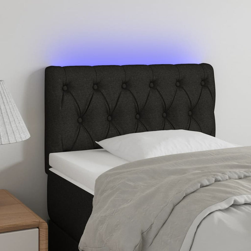 Hoofdbord LED 80x7x78/88 cm stof zwart