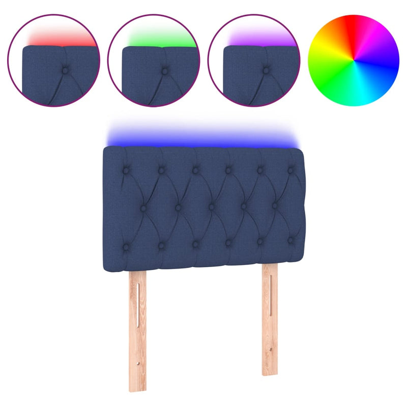 Hoofdbord LED 80x7x78/88 cm stof blauw