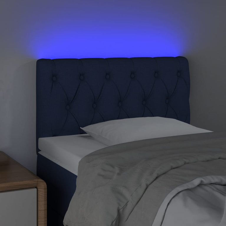Hoofdbord LED 80x7x78/88 cm stof blauw