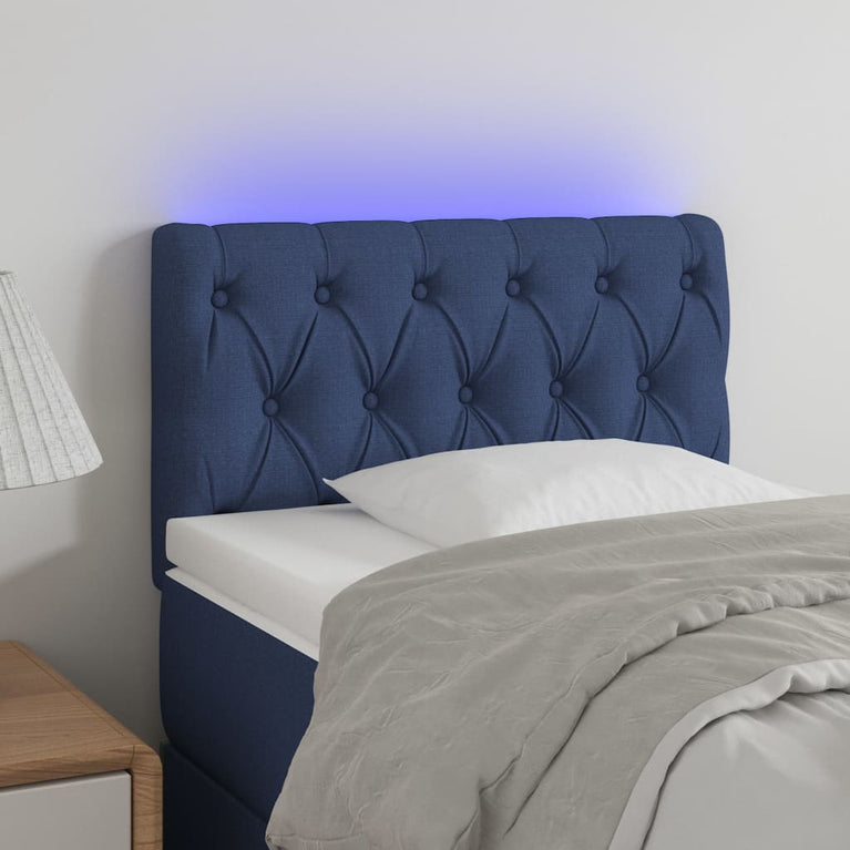 Hoofdbord LED 80x7x78/88 cm stof blauw