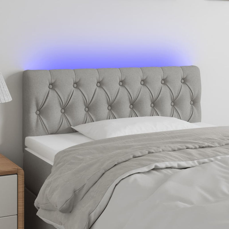 Hoofdbord LED 90x7x78/88 cm stof lichtgrijs