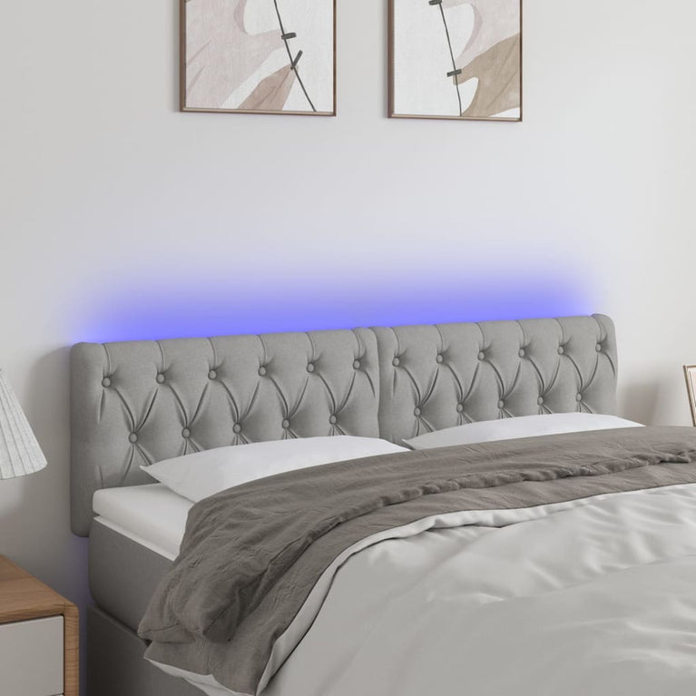 Hoofdbord LED 144x7x78/88 cm stof lichtgrijs