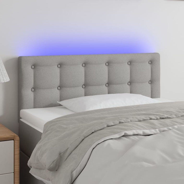 Hoofdbord LED 80x5x78/88 cm stof lichtgrijs