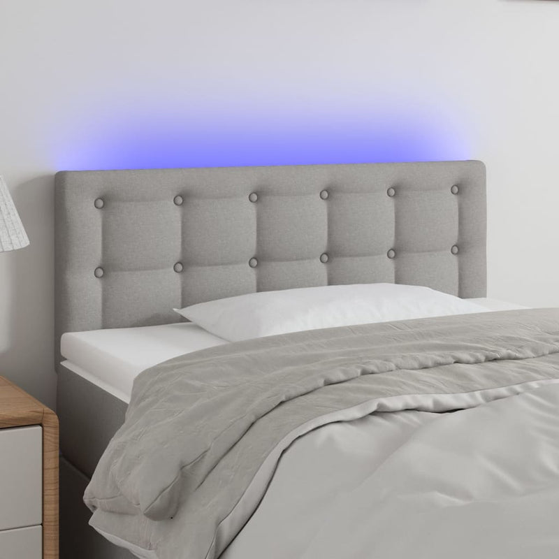 Hoofdbord LED 80x5x78/88 cm stof lichtgrijs