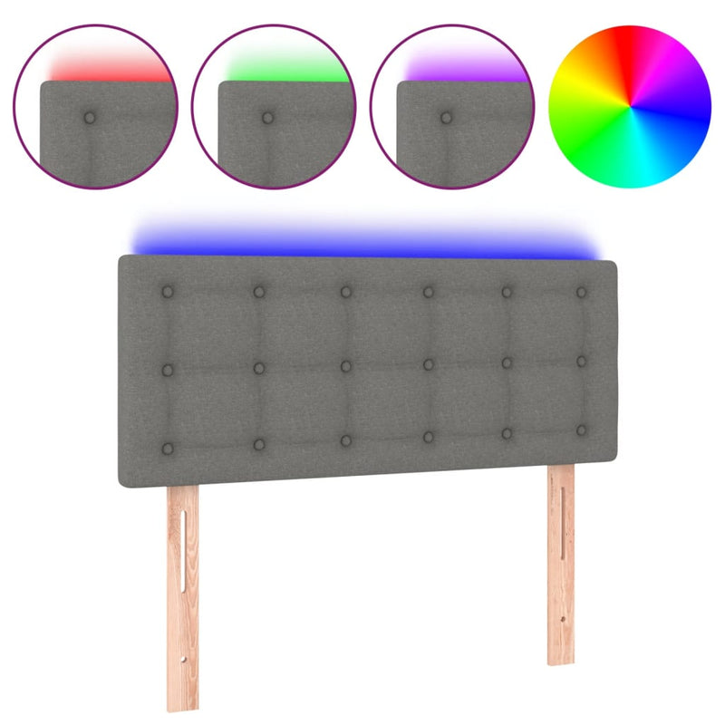 Hoofdbord LED 80x5x78/88 cm stof donkergrijs