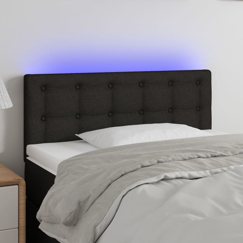Hoofdbord LED 80x5x78/88 cm stof zwart