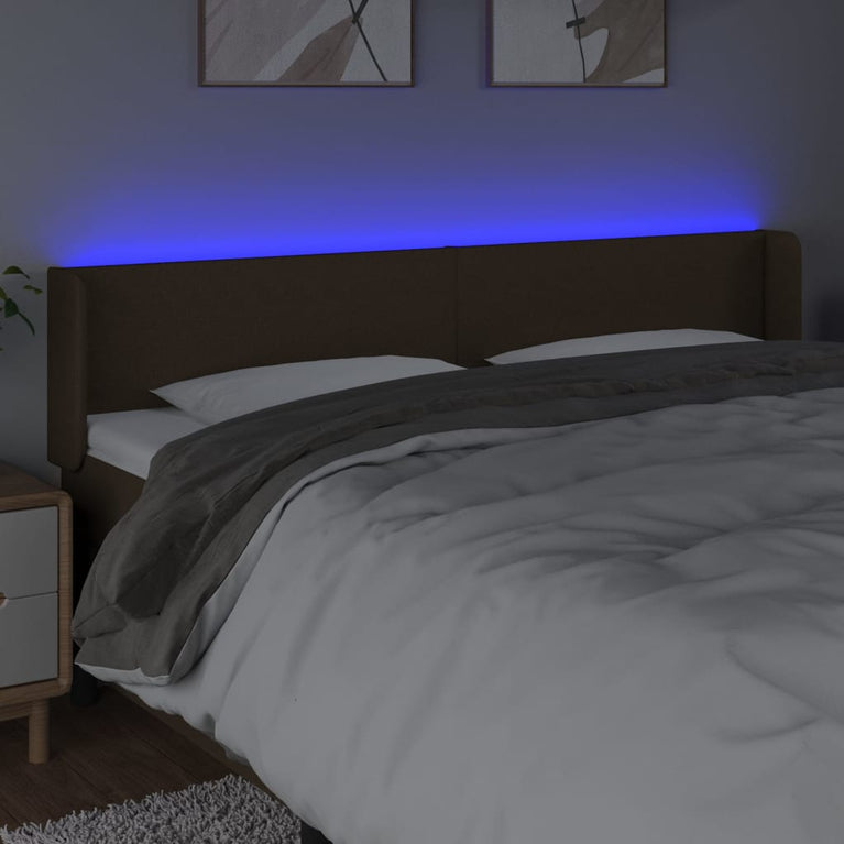 Hoofdbord LED 163x16x78/88 cm stof donkerbruin